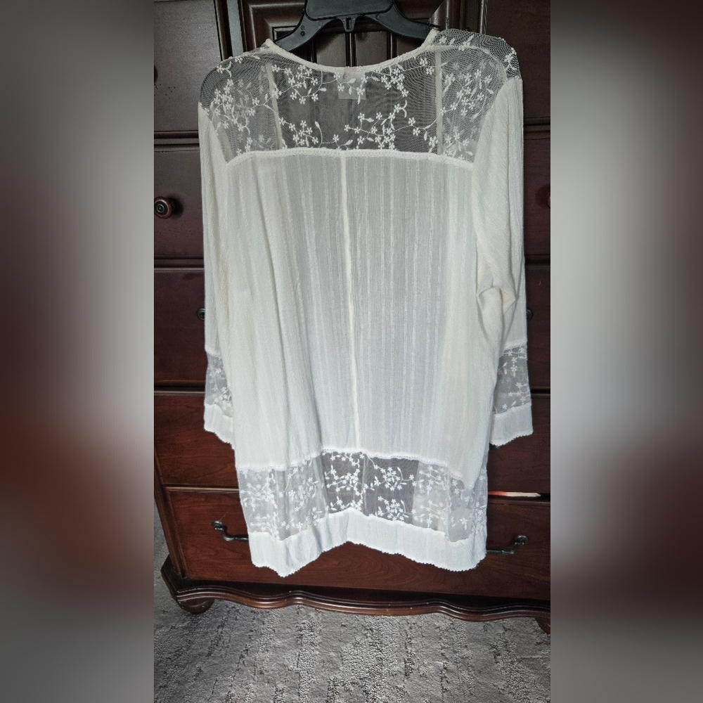 Knox Rose, White Lace Kimono Cardigan, No Size - Picture 4 of 6